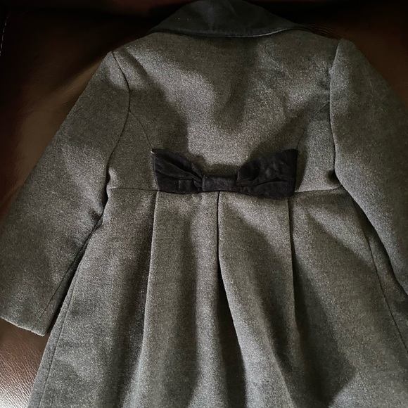 Rothschild Gray Faux Wool Black Velvet Trim Back Bow Adorable Peacoat 2T - Picture 12 of 16